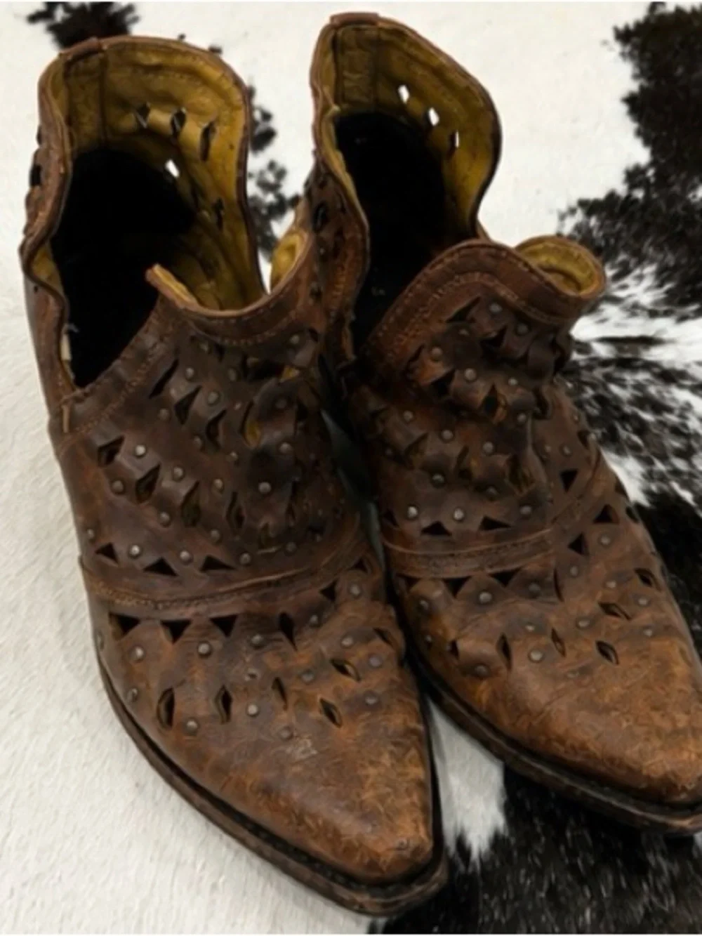 Ariat Brown Leather Cutout Western Booties